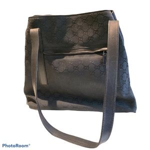 Vintage GUCCI GG Canvas Shoulder Bag Black 30501 Auth 101186